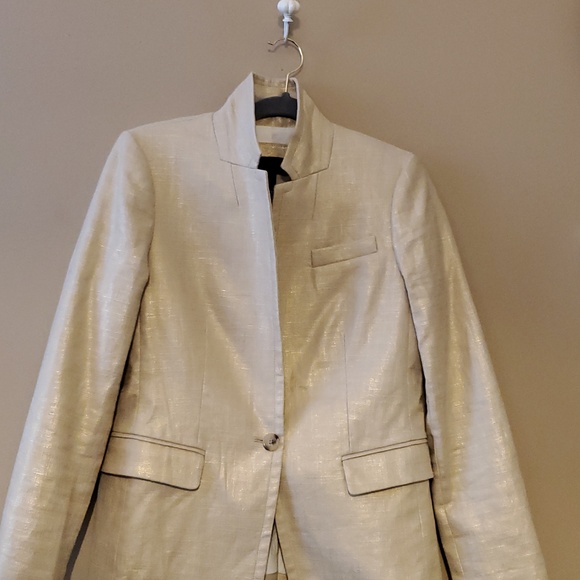 J.Crew Regent Metallic Gold Linen Blend Blazer Sport Coat Size 6 - Picture 4 of 11
